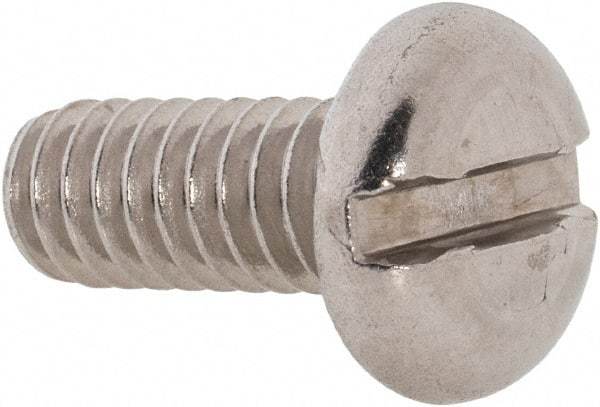 Value Collection - 1/4-20 UNC, 5/8" Length Under Head Slotted Drive Machine Screw - Pan Head, Grade 18-8 Stainless Steel, Uncoated, Without Washer - Americas Industrial Supply