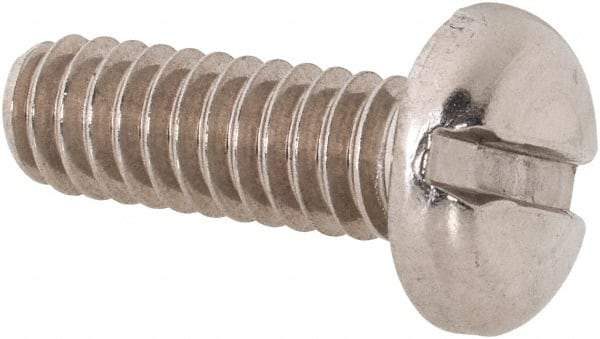 Value Collection - 1/4-20 UNC, 3/4" Length Under Head Slotted Drive Machine Screw - Pan Head, Grade 18-8 Stainless Steel, Uncoated, Without Washer - Americas Industrial Supply
