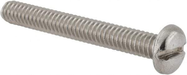 Value Collection - 1/4-20 UNC, 2" Length Under Head Slotted Drive Machine Screw - Pan Head, Grade 18-8 Stainless Steel, Uncoated, Without Washer - Americas Industrial Supply