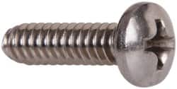 Value Collection - #6-32 UNC, 1/2" Length Under Head Phillips Drive Machine Screw - Pan Head, Grade 18-8 Stainless Steel, Uncoated, Without Washer - Americas Industrial Supply