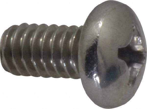 Value Collection - 1/4-20 UNC, 1/2" Length Under Head Phillips Drive Machine Screw - Pan Head, Grade 18-8 Stainless Steel, Uncoated, Without Washer - Americas Industrial Supply