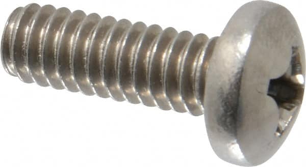Value Collection - 1/4-20 UNC, 3/4" Length Under Head Phillips Drive Machine Screw - Pan Head, Grade 18-8 Stainless Steel, Uncoated, Without Washer - Americas Industrial Supply