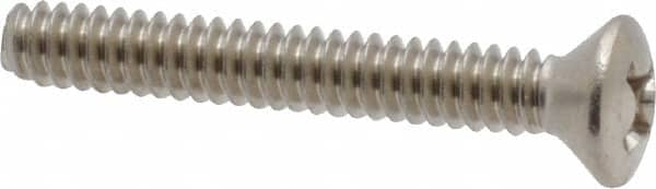 Value Collection - #6-32 UNC, 1" OAL Phillips Drive Machine Screw - Oval Head, Grade 18-8 Stainless Steel, Uncoated, Without Washer - Americas Industrial Supply