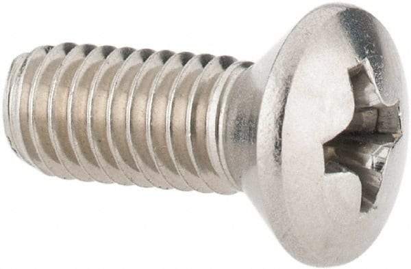 Value Collection - #10-32 UNF, 1/2" OAL Phillips Drive Machine Screw - Oval Head, Grade 18-8 Stainless Steel, Uncoated, Without Washer - Americas Industrial Supply