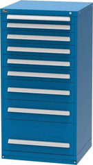Vidmar - 9 Drawer, Modular Storage Cabinet - Steel, 30" Wide x 27-3/4" Deep x 59" High, Blue - Americas Industrial Supply