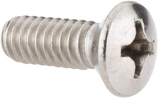 Value Collection - 1/4-20 UNC, 3/4" OAL Phillips Drive Machine Screw - Oval Head, Grade 18-8 Stainless Steel, Uncoated, Without Washer - Americas Industrial Supply
