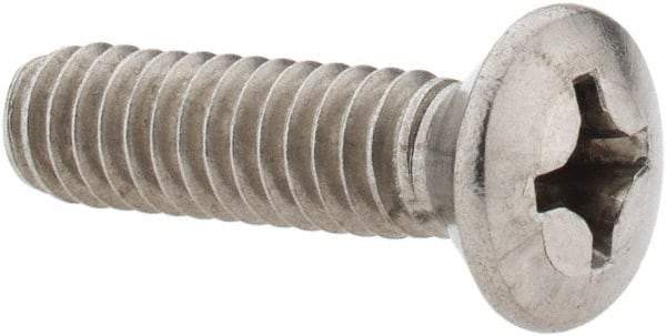 Value Collection - 1/4-20 UNC, 1" OAL Phillips Drive Machine Screw - Oval Head, Grade 18-8 Stainless Steel, Uncoated, Without Washer - Americas Industrial Supply