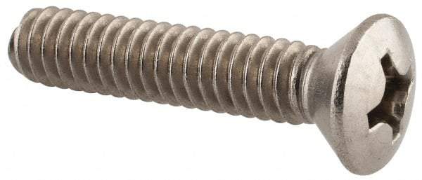 Value Collection - 1/4-20 UNC, 1-1/4" OAL Phillips Drive Machine Screw - Oval Head, Grade 18-8 Stainless Steel, Uncoated, Without Washer - Americas Industrial Supply