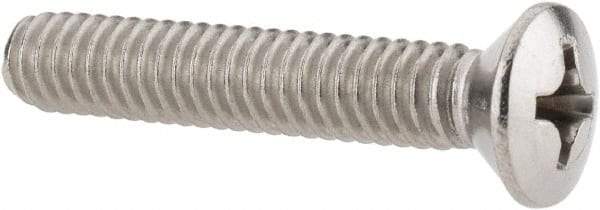 Value Collection - 1/4-20 UNC, 1-1/2" OAL Phillips Drive Machine Screw - Oval Head, Grade 18-8 Stainless Steel, Uncoated, Without Washer - Americas Industrial Supply