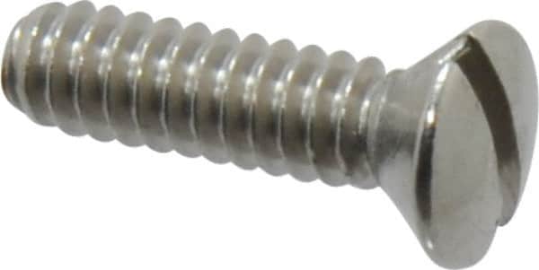 Value Collection - #6-32 UNC, 1/2" OAL Slotted Drive Machine Screw - Oval Head, Grade 18-8 Stainless Steel, Uncoated, Without Washer - Americas Industrial Supply