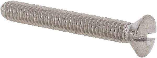 Value Collection - #8-32 UNC, 1-1/4" OAL Slotted Drive Machine Screw - Oval Head, Grade 18-8 Stainless Steel, Uncoated, Without Washer - Americas Industrial Supply