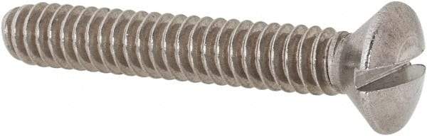Value Collection - #10-24 UNC, 1-1/4" OAL Slotted Drive Machine Screw - Oval Head, Grade 18-8 Stainless Steel, Uncoated, Without Washer - Americas Industrial Supply