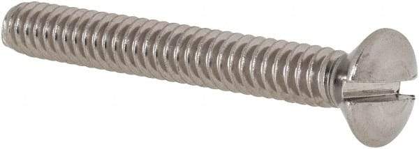 Value Collection - #10-24 UNC, 1-1/2" OAL Slotted Drive Machine Screw - Oval Head, Grade 18-8 Stainless Steel, Uncoated, Without Washer - Americas Industrial Supply