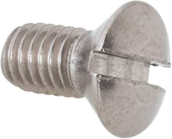 Value Collection - #10-32 UNF, 3/8" OAL Slotted Drive Machine Screw - Oval Head, Grade 18-8 Stainless Steel, Uncoated, Without Washer - Americas Industrial Supply