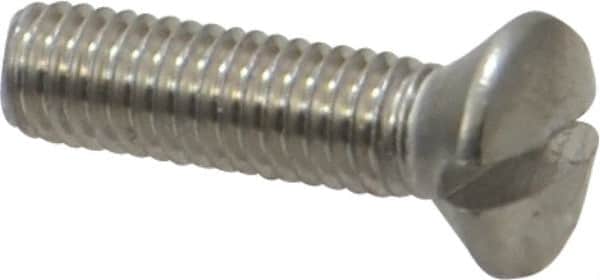 Value Collection - #10-32 UNF, 3/4" OAL Slotted Drive Machine Screw - Oval Head, Grade 18-8 Stainless Steel, Uncoated, Without Washer - Americas Industrial Supply