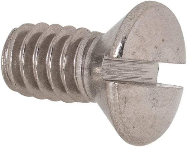 Value Collection - 1/4-20 UNC, 1/2" OAL Slotted Drive Machine Screw - Oval Head, Grade 18-8 Stainless Steel, Uncoated, Without Washer - Americas Industrial Supply