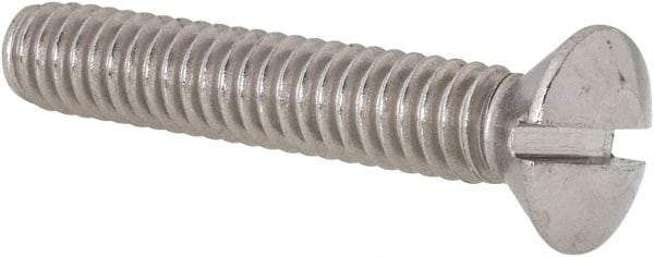 Value Collection - 1/4-20 UNC, 1-1/2" OAL Slotted Drive Machine Screw - Oval Head, Grade 18-8 Stainless Steel, Uncoated, Without Washer - Americas Industrial Supply