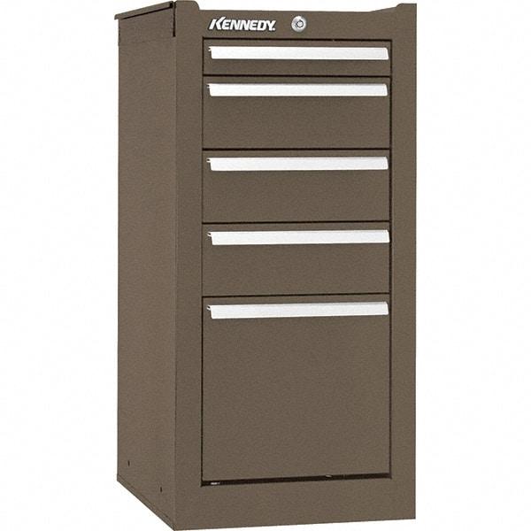 Kennedy - 5 Drawer Brown Side Cabinet - 13-5/8" Wide x 29" High x 18" Deep, Use with 27" Wide Roller Cabinet - Americas Industrial Supply