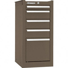Kennedy - 5 Drawer Brown Side Cabinet - 13-5/8" Wide x 29" High x 18" Deep, Use with 27" Wide Roller Cabinet - Americas Industrial Supply