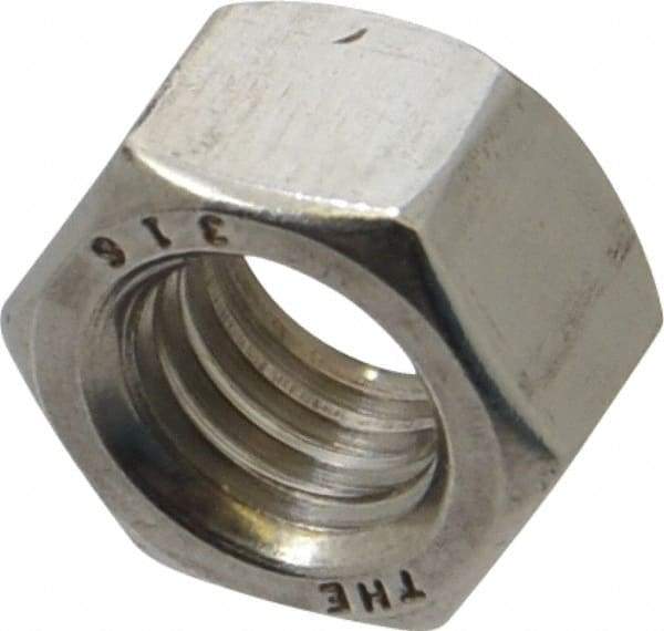 Value Collection - 1/2-13 UNC Stainless Steel Right Hand Hex Nut - 3/4" Across Flats, 7/16" High, Uncoated - Americas Industrial Supply