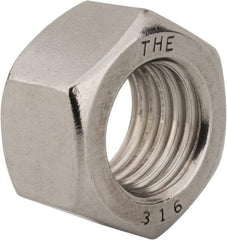 Value Collection - 1-8 UNC Stainless Steel Right Hand Hex Nut - 1-1/2" Across Flats, 55/64" High, Uncoated - Americas Industrial Supply