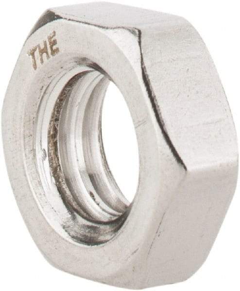 Value Collection - 5/16-18 UNC Stainless Steel Right Hand Hex Jam Nut - 1/2" Across Flats, 3/16" High, Uncoated - Americas Industrial Supply