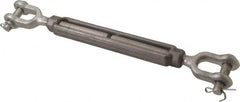 Made in USA - 2,200 Lb Load Limit, 1/2" Thread Diam, 6" Take Up, Stainless Steel Jaw & Jaw Turnbuckle - 7-1/2" Body Length, 3/4" Neck Length, 13" Closed Length - Americas Industrial Supply