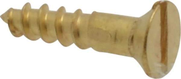 Value Collection - #2, 3/8" OAL, Slotted Drive, Flat Head Wood Screw - ASME B18.6.1, Brass - Americas Industrial Supply