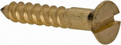 Value Collection - #2, 1/2" OAL, Slotted Drive, Flat Head Wood Screw - ASME B18.6.1, Brass - Americas Industrial Supply