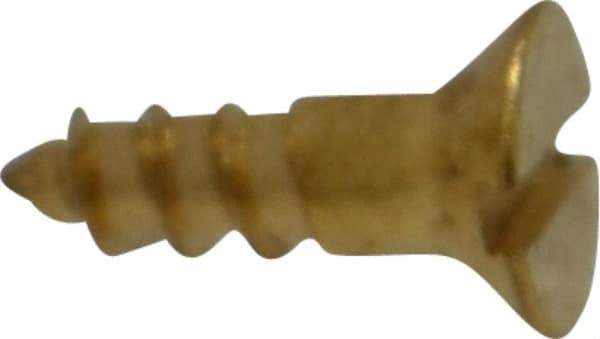 Value Collection - #4, 3/8" OAL, Slotted Drive, Flat Head Wood Screw - ASME B18.6.1, Brass - Americas Industrial Supply