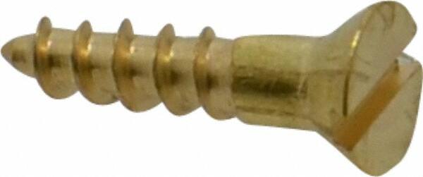 Value Collection - #4, 1/2" OAL, Slotted Drive, Flat Head Wood Screw - Americas Industrial Supply