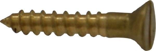 Value Collection - #4, 5/8" OAL, Slotted Drive, Flat Head Wood Screw - ASME B18.6.1, Brass - Americas Industrial Supply