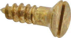 Value Collection - #6, 1/2" OAL, Slotted Drive, Flat Head Wood Screw - ASME B18.6.1, Brass - Americas Industrial Supply