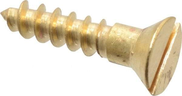 Value Collection - #6, 5/8" OAL, Slotted Drive, Flat Head Wood Screw - ASME B18.6.1, Brass - Americas Industrial Supply