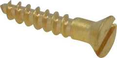 Value Collection - #6, 3/4" OAL, Slotted Drive, Flat Head Wood Screw - ASME B18.6.1, Brass - Americas Industrial Supply