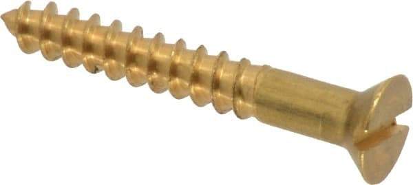 Value Collection - #6, 1" OAL, Slotted Drive, Flat Head Wood Screw - ASME B18.6.1, Brass - Americas Industrial Supply