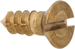 Value Collection - #8, 1/2" OAL, Slotted Drive, Flat Head Wood Screw - ASME B18.6.1, Brass - Americas Industrial Supply