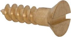 Value Collection - #8, 5/8" OAL, Slotted Drive, Flat Head Wood Screw - ASME B18.6.1, Brass - Americas Industrial Supply