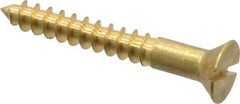 Value Collection - #8, 1-1/4" OAL, Slotted Drive, Flat Head Wood Screw - ASME B18.6.1, Brass - Americas Industrial Supply