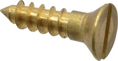 Value Collection - #10, 3/4" OAL, Slotted Drive, Flat Head Wood Screw - ASME B18.6.1, Brass - Americas Industrial Supply