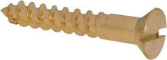 Value Collection - #10, 1-1/4" OAL, Slotted Drive, Flat Head Wood Screw - ASME B18.6.1, Brass - Americas Industrial Supply