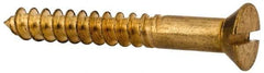Value Collection - #10, 1-1/2" OAL, Slotted Drive, Flat Head Wood Screw - ASME B18.6.1, Brass - Americas Industrial Supply