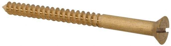 Value Collection - #10, 2-1/2" OAL, Slotted Drive, Flat Head Wood Screw - ASME B18.6.1, Brass - Americas Industrial Supply