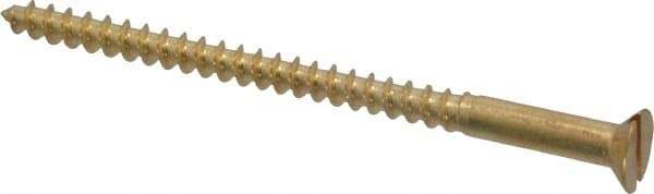 Value Collection - #10, 3" OAL, Slotted Drive, Flat Head Wood Screw - ASME B18.6.1, Brass - Americas Industrial Supply