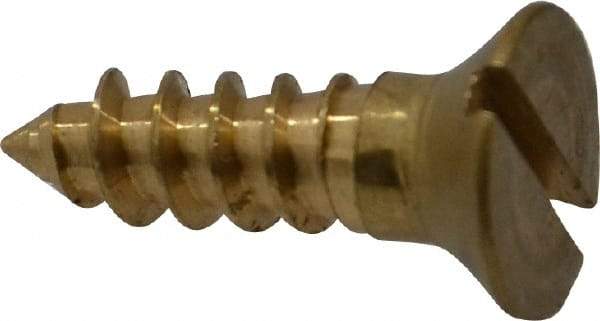 Value Collection - #12, 3/4" OAL, Slotted Drive, Flat Head Wood Screw - ASME B18.6.1, Brass - Americas Industrial Supply
