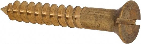 Value Collection - #12, 1-1/2" OAL, Slotted Drive, Flat Head Wood Screw - ASME B18.6.1, Brass - Americas Industrial Supply