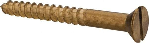 Value Collection - #12, 2" OAL, Slotted Drive, Flat Head Wood Screw - ASME B18.6.1, Brass - Americas Industrial Supply