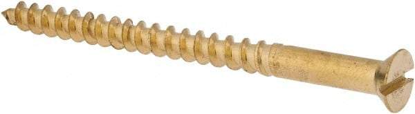 Value Collection - #12, 3" OAL, Slotted Drive, Flat Head Wood Screw - ASME B18.6.1, Brass - Americas Industrial Supply