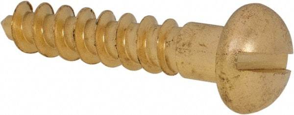 Value Collection - #14, 1-1/4" OAL, Slotted Drive, Flat Head Wood Screw - ASME B18.6.1, Brass - Americas Industrial Supply