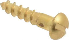 Value Collection - #2, 3/8" Length Under Head, Slotted Drive, Round Head Wood Screw - ASME B18.6.1, Brass - Americas Industrial Supply